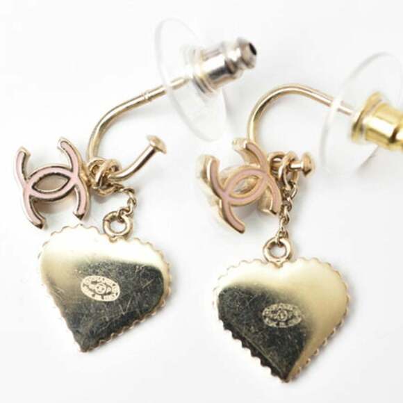 CHANEL Pink Heart Earrings